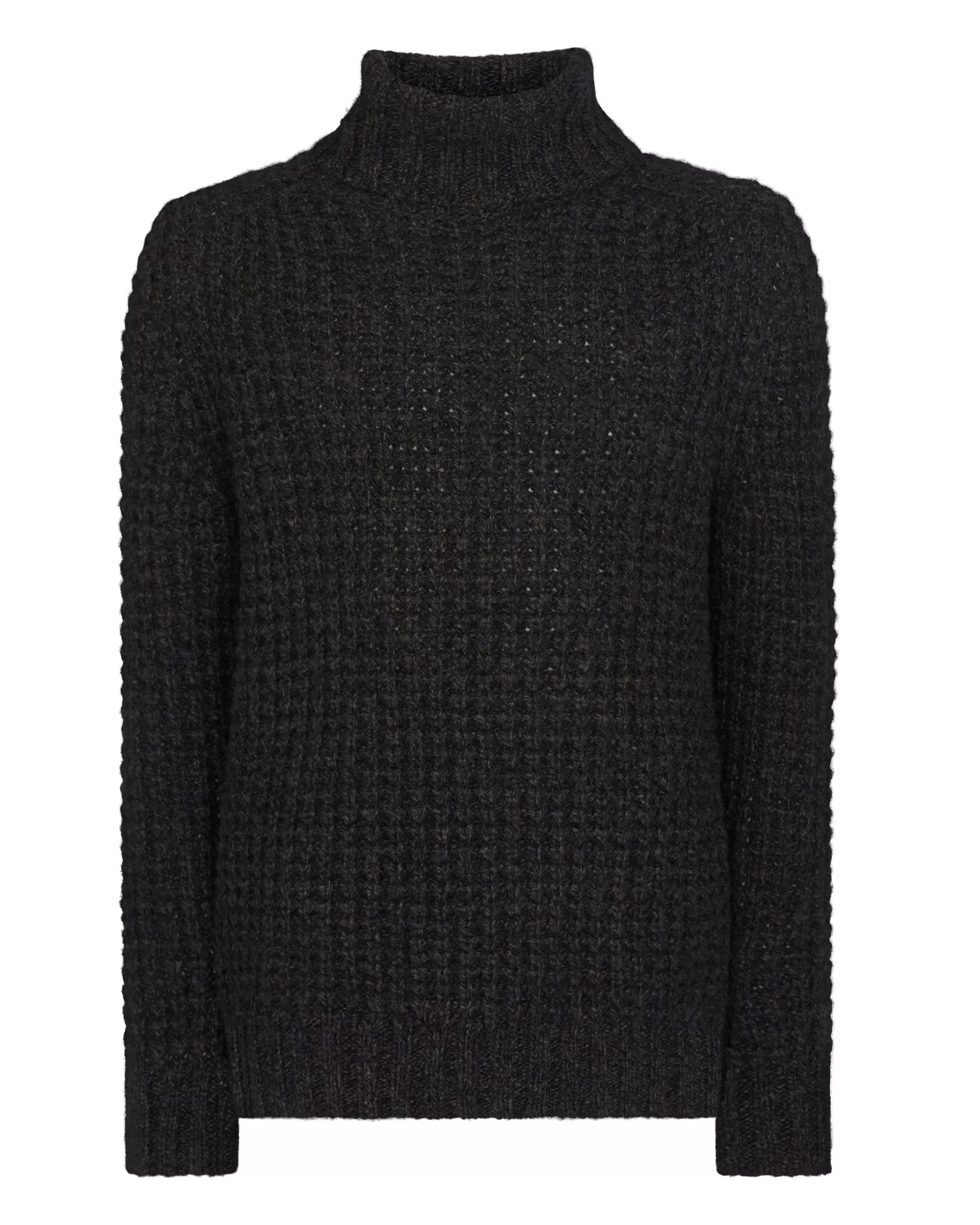 Men's Chunky Moss Stitch Turtle Neck Cashmere Sweater Granite Blue