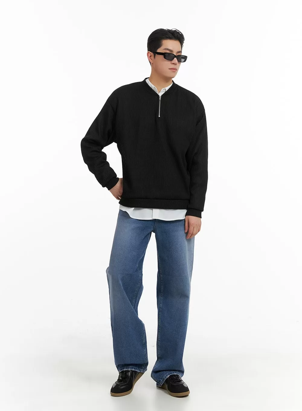 Men's Quarter Zip-Up Knit Sweater IA401