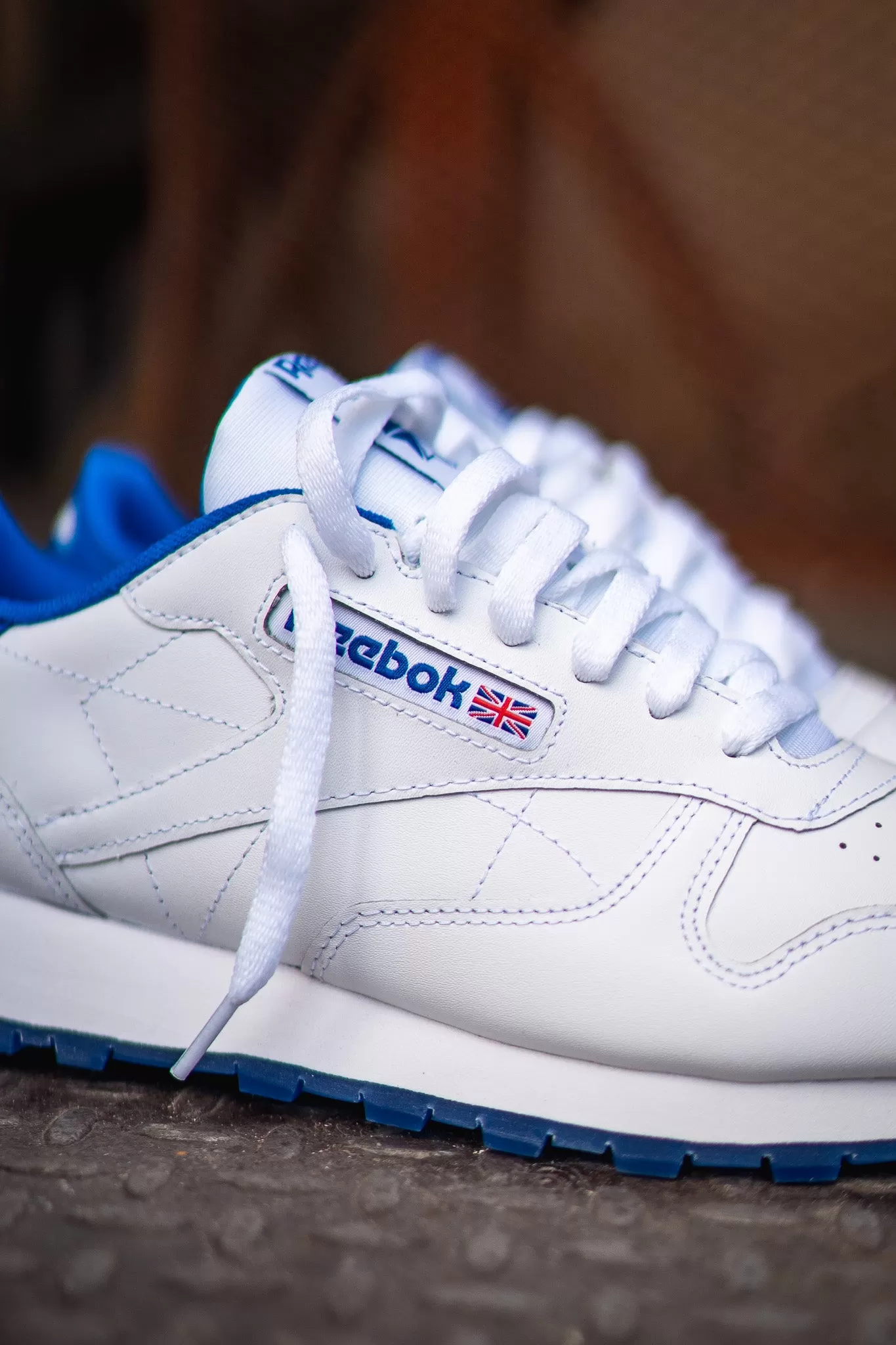 Mens Reebok Classic Leather (White/Blue)