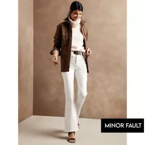 (Minor Fault) White Boot Cut High Rise Jeans