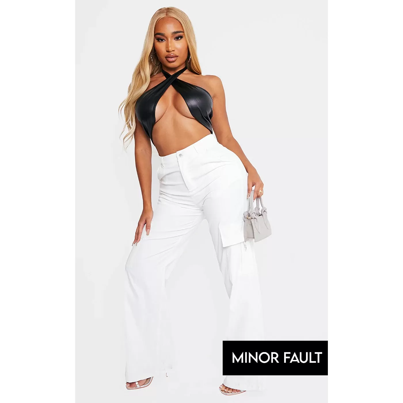 (Minor Fault) White Cargo Wide Leg Trousers