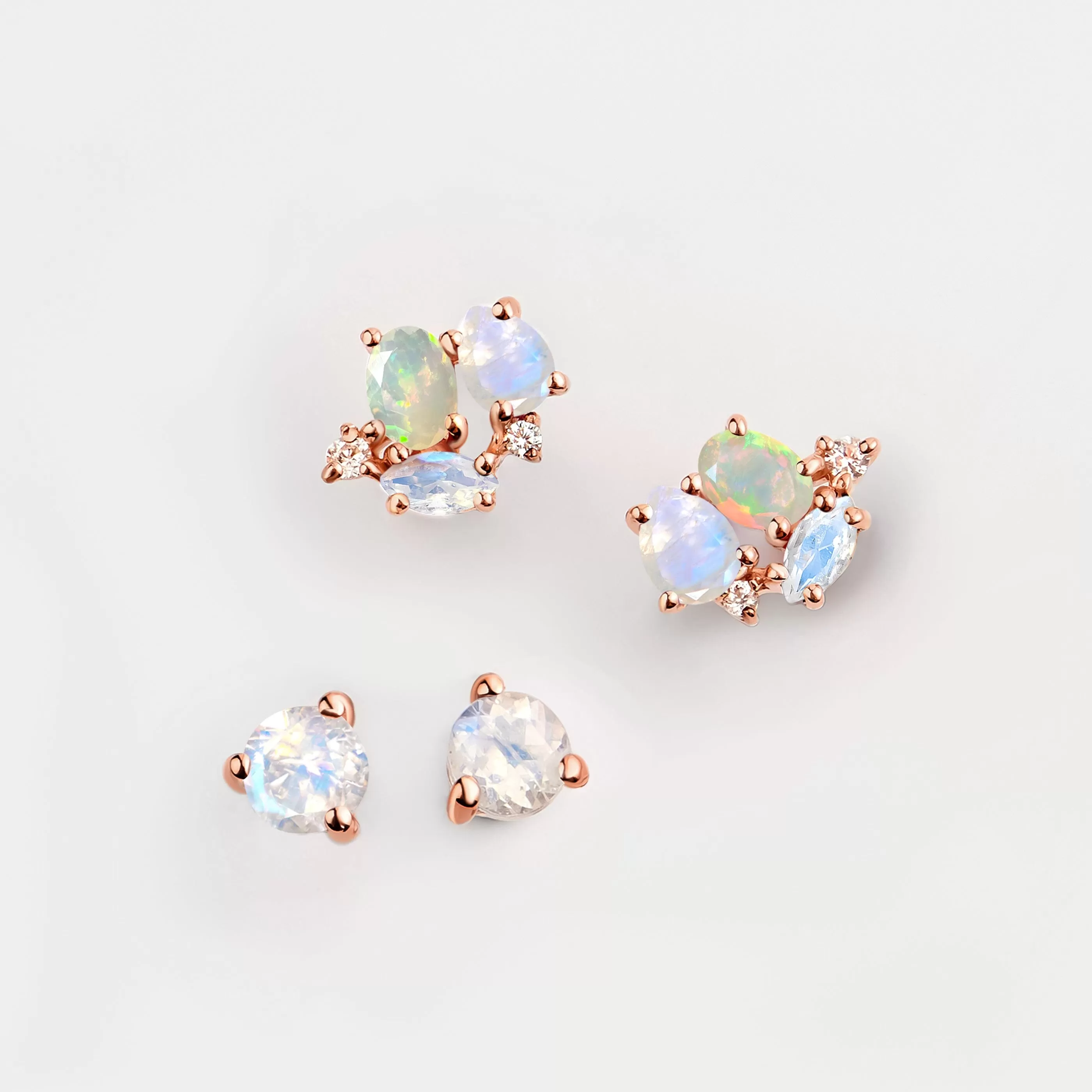 Moonstone & Opal Hoop Earring Set - Positive Aura