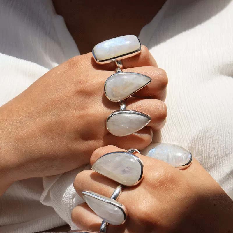 Moonstone Classic Rectangle Silver Ring