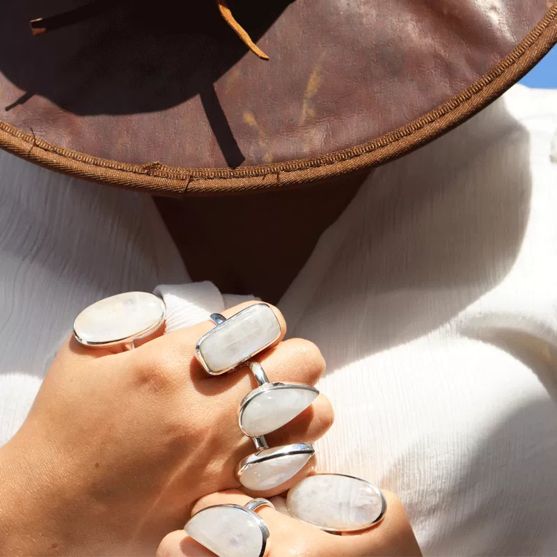 Moonstone Classic Rectangle Silver Ring