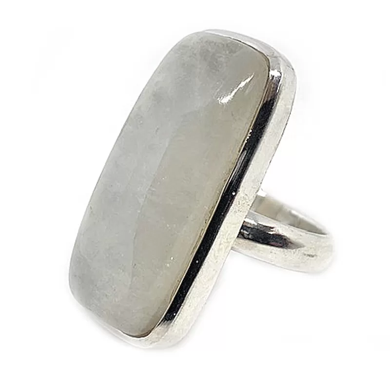 Moonstone Classic Rectangle Silver Ring