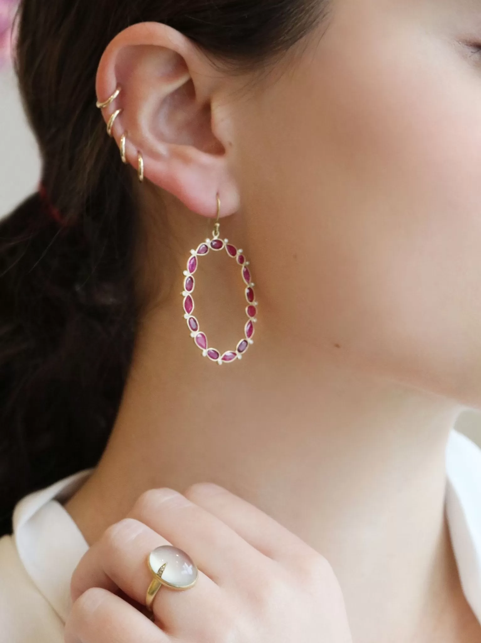 Multi-Shape Ruby Mix-It-Up Earrings with Diamonds