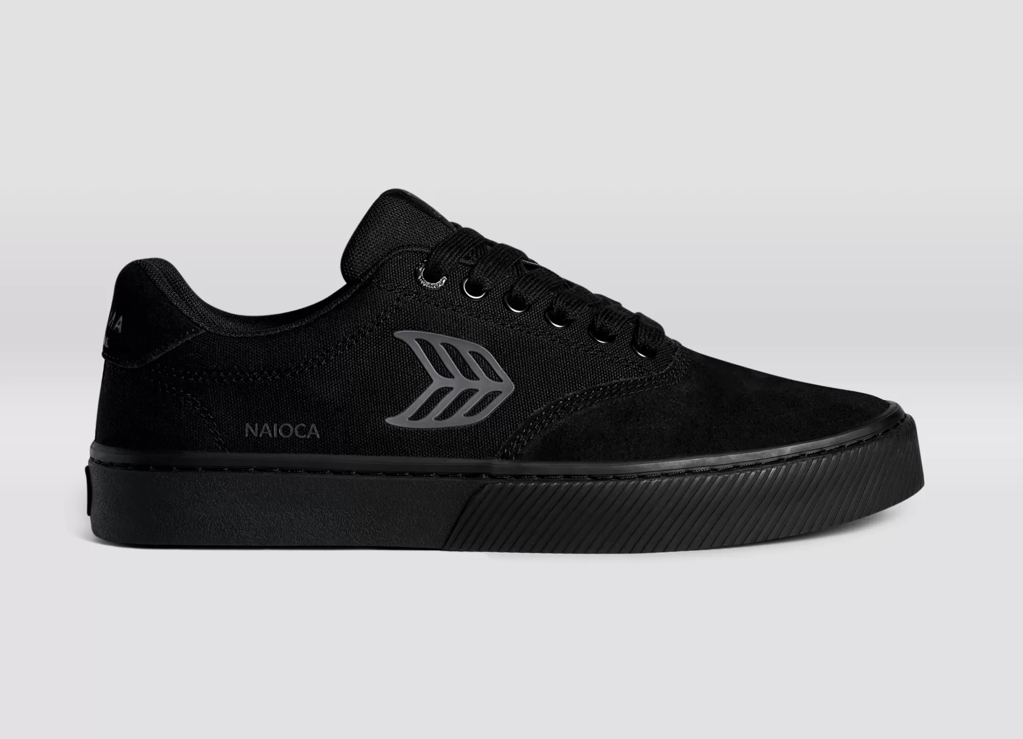 NAIOCA PRO All Black Suede and Canvas Ash Grey Logo Sneaker Women