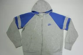 Nike Vintage 90's Heathered Gray Blue Striped Distressed Hoodie Track Sweatshirt