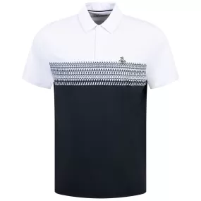 Novelty Block Print Stripe Polo Bright White - SS24