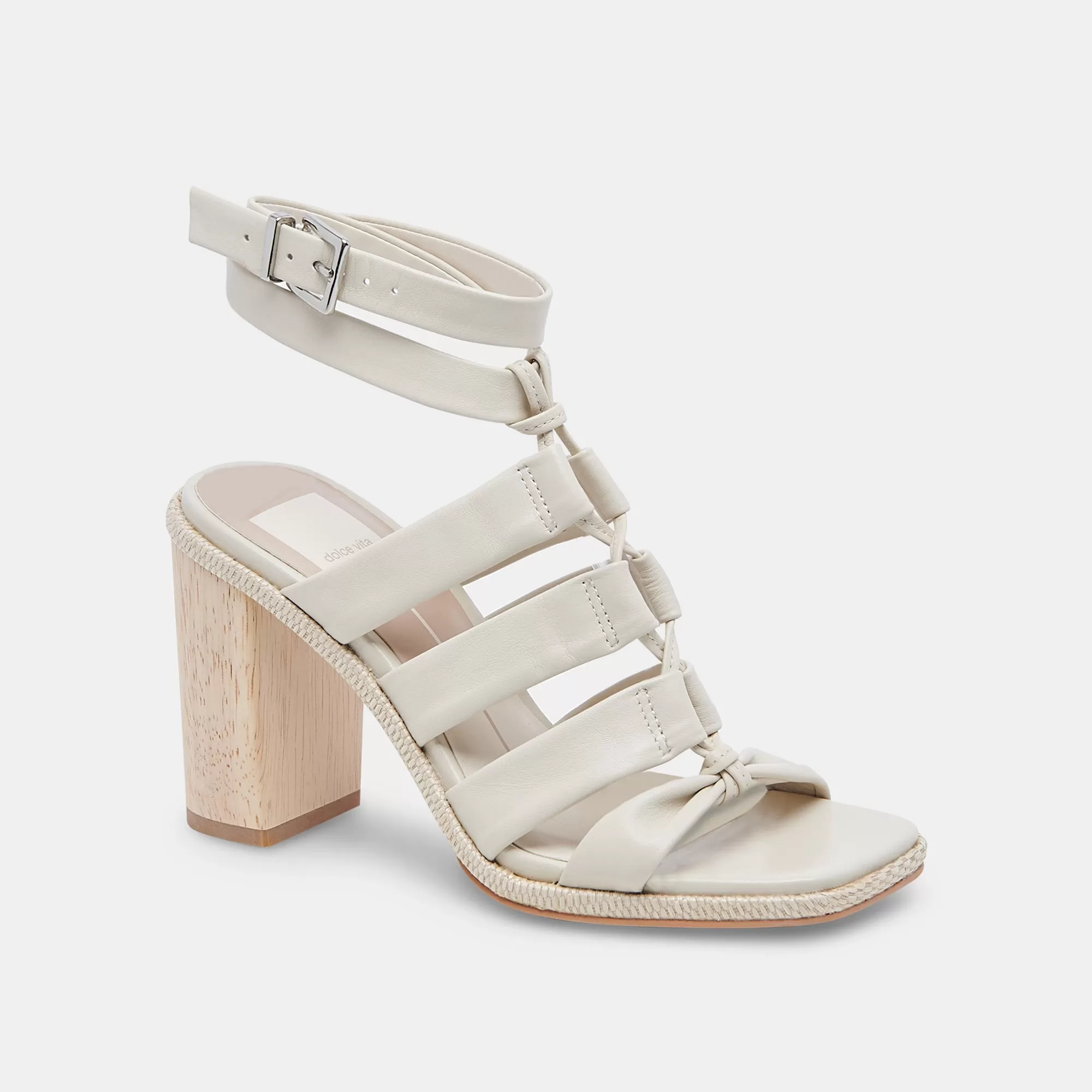 OLEMA HEELS IVORY LEATHER