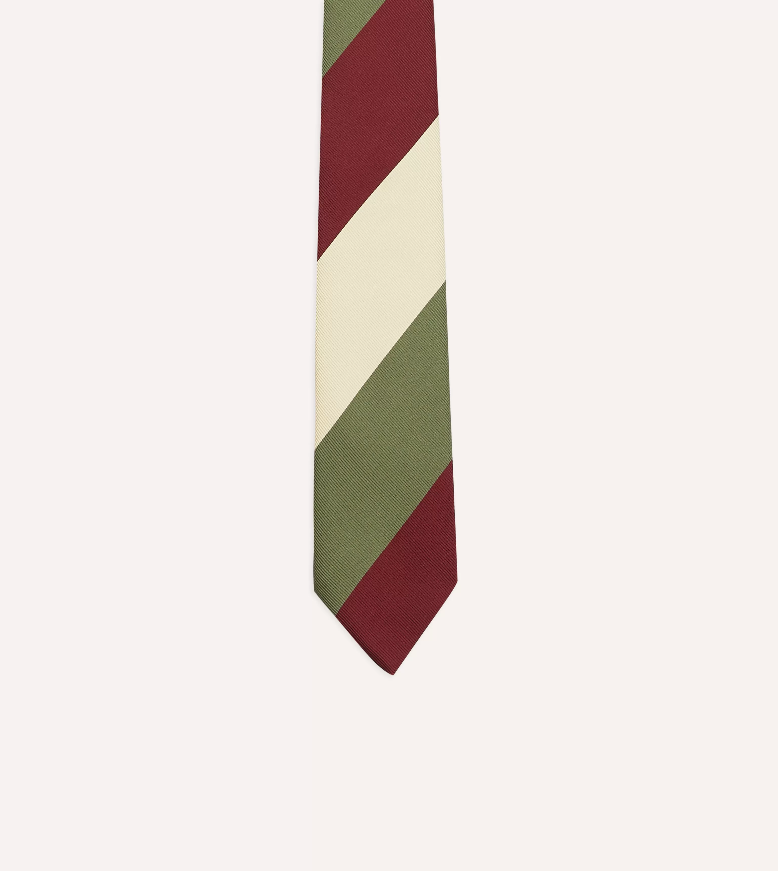 Olive, Red and Ecru Triple Stripe Mogador Tipped Tie