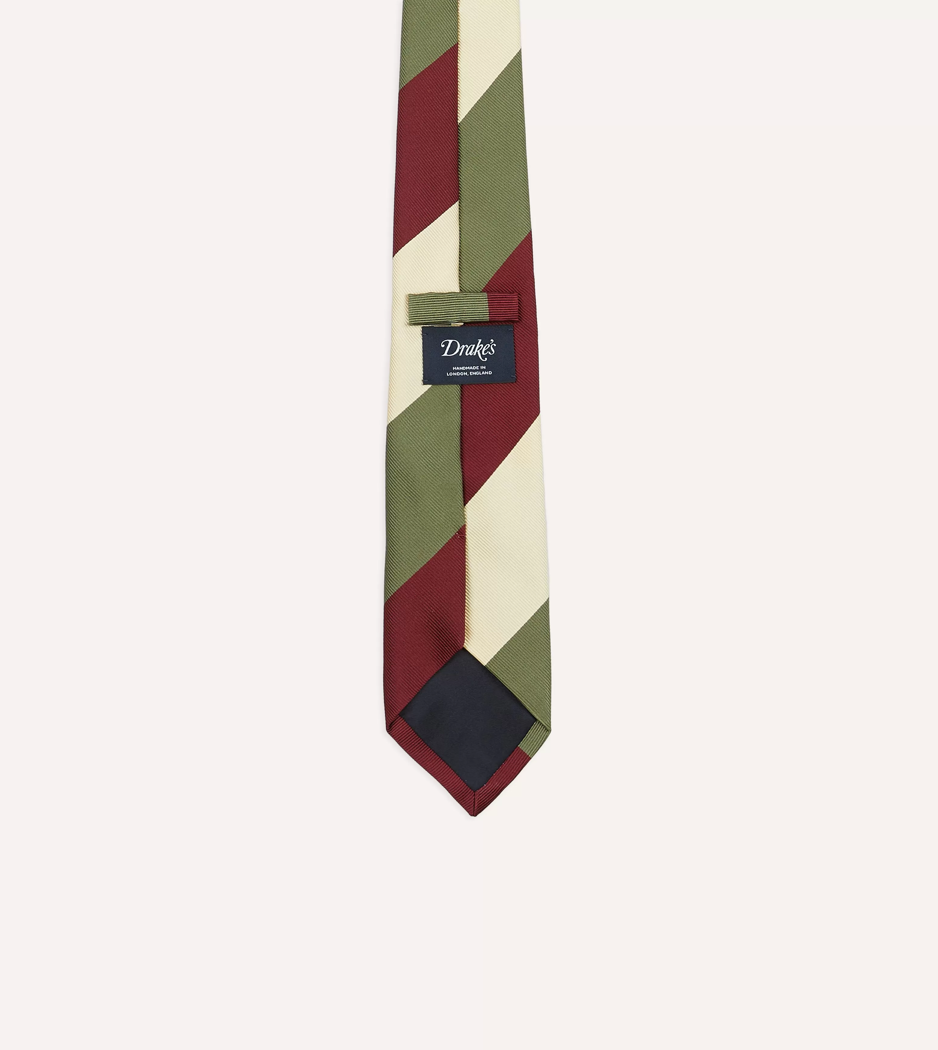 Olive, Red and Ecru Triple Stripe Mogador Tipped Tie