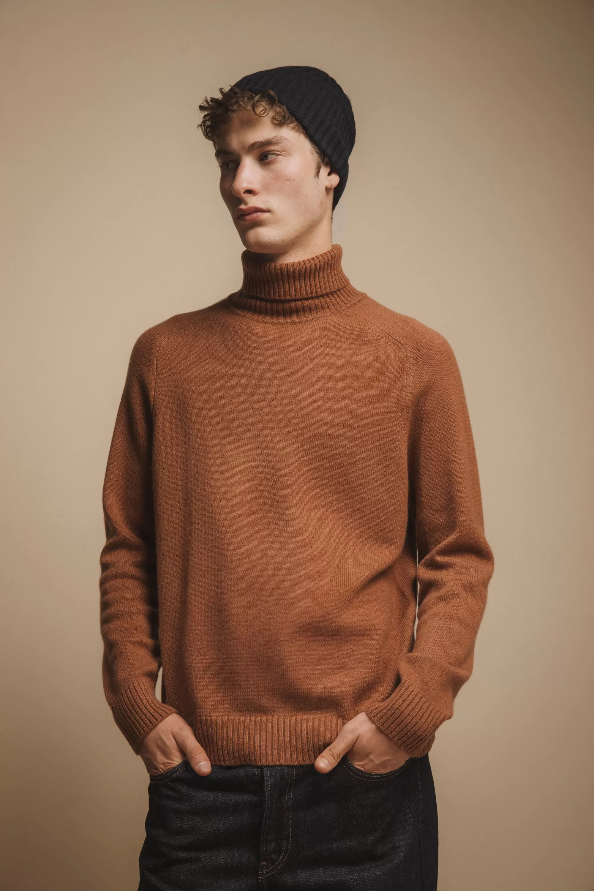 Portobello Cashmere Roll Neck Jumper - Toffee