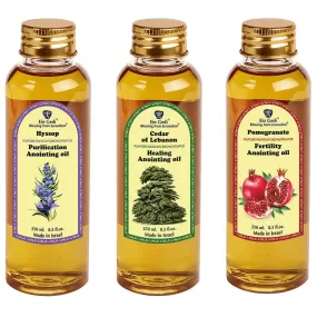 Powerful EG Anointing Oils 3 x 250 ml. - 8.5 Fl. Oz. set hyssop. Cedar of Lebanon, Pomegranate from Jerusalem