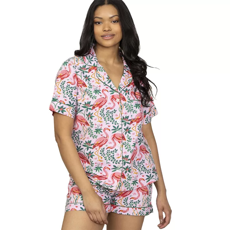 PRINTFRESH | Flock of Flamingos Short Sleep Set