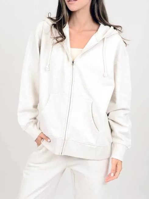 RD STYLE Cozy Fleece Boyfriend Zip-Up Hoodie