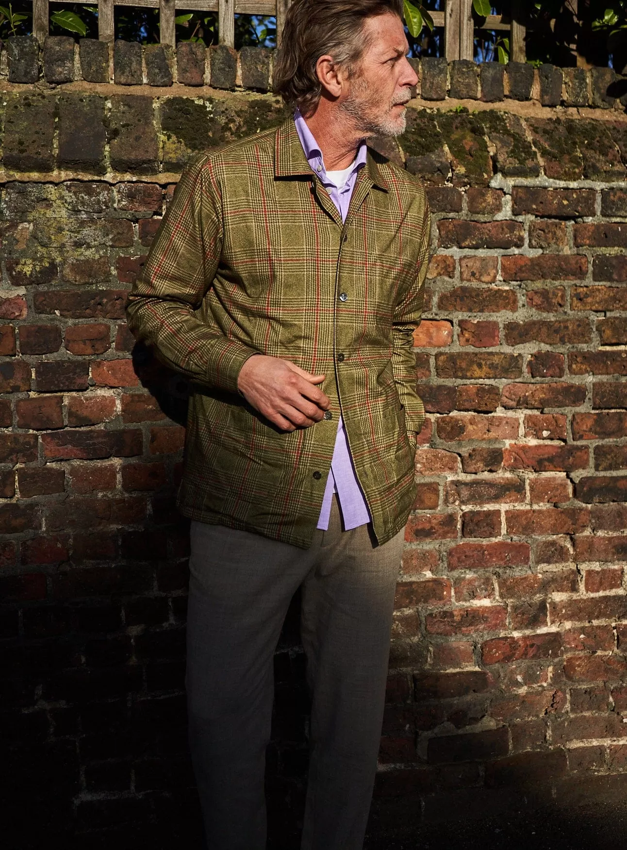 Recycled Flannel British Green Check Shirt Jacket