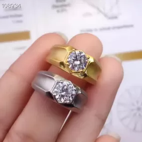 Resizable White or Yellow Gold Moissanite Ring 1ct