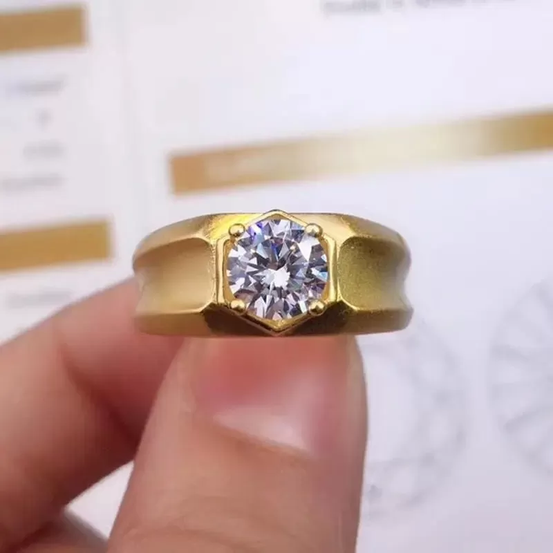 Resizable White or Yellow Gold Moissanite Ring 1ct