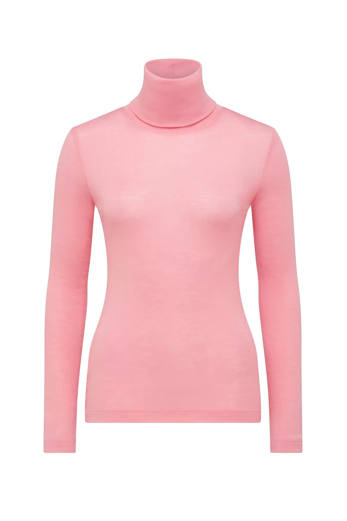 Roll Neck Merino Top - Pink