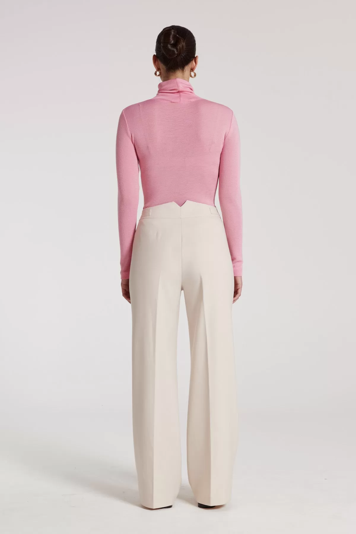 Roll Neck Merino Top - Pink