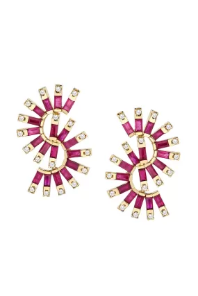 Ruby Diamond Moulin Double Earrings