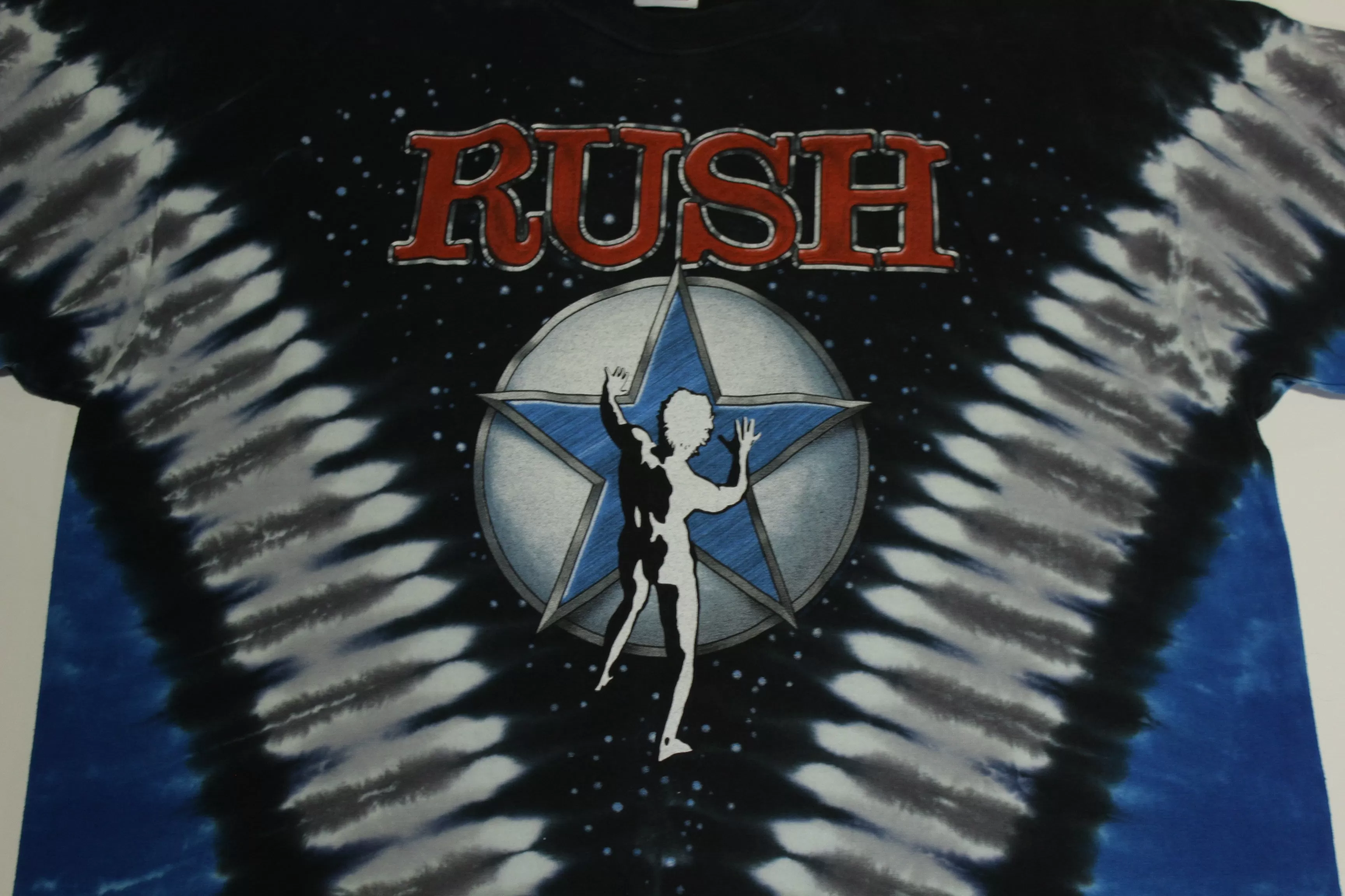 Rush Tie Dye Vintage Y2K Liquid Blue Concert Prog Rock T-Shirt