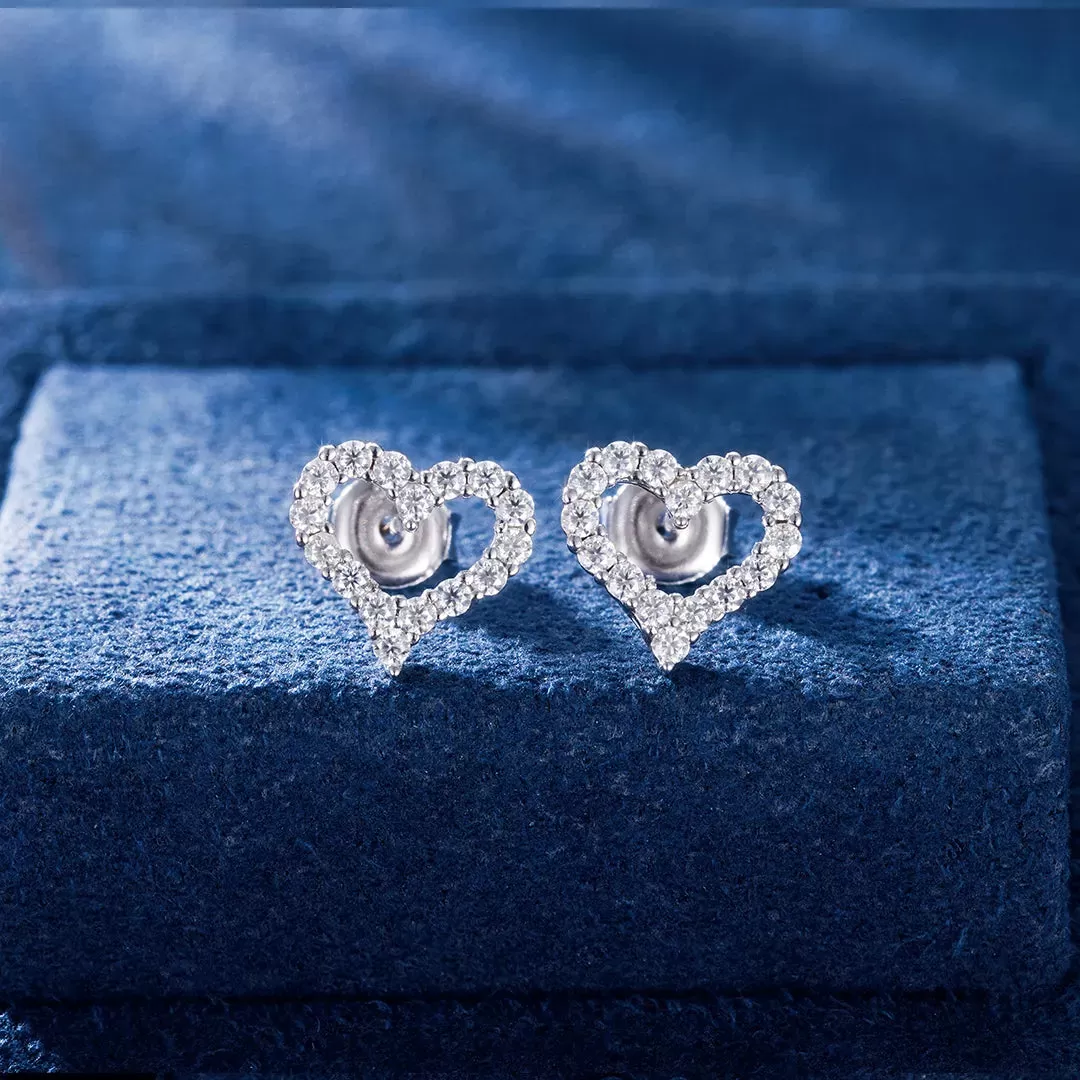 S925 Moissanite Love Heart Stud Earrings