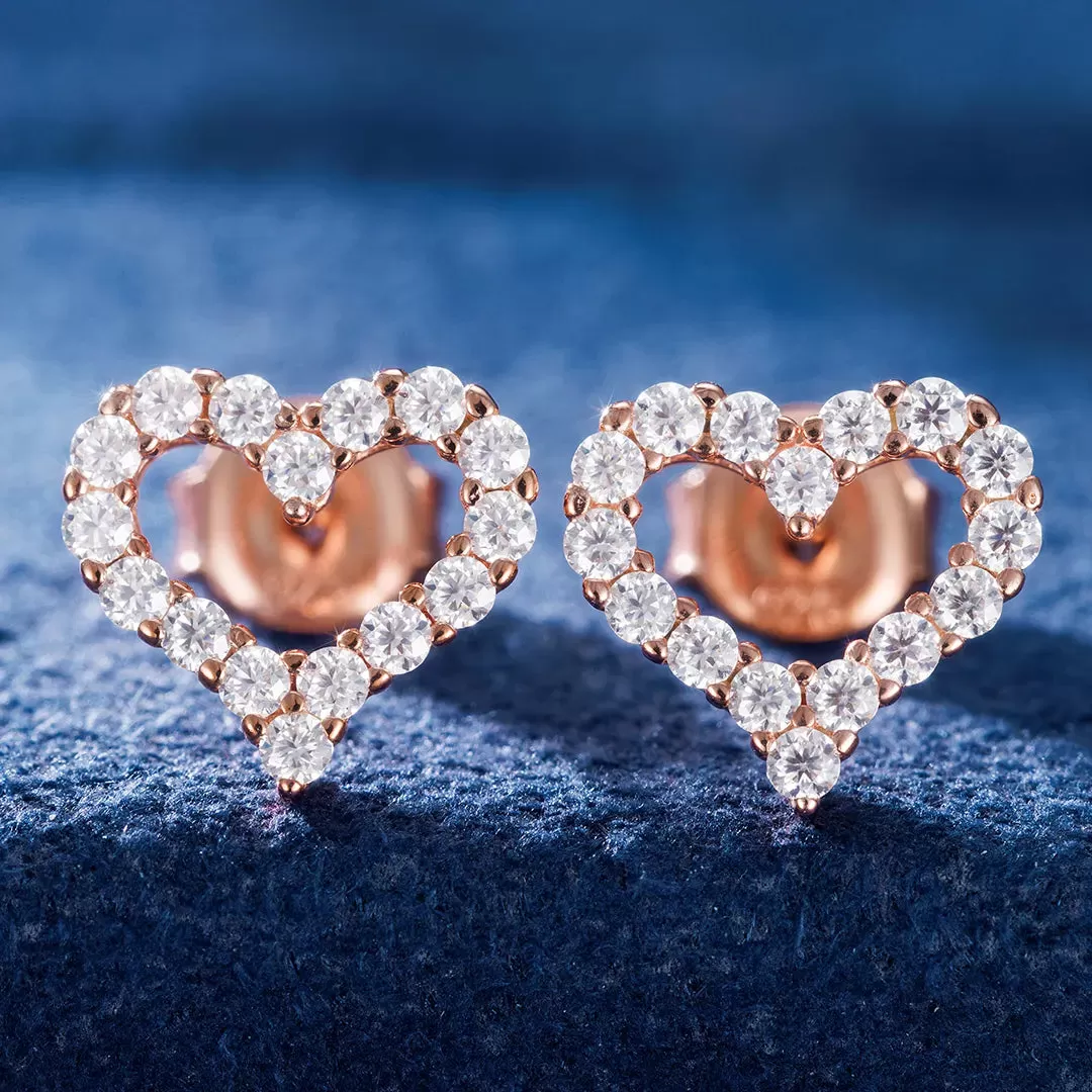 S925 Moissanite Love Heart Stud Earrings