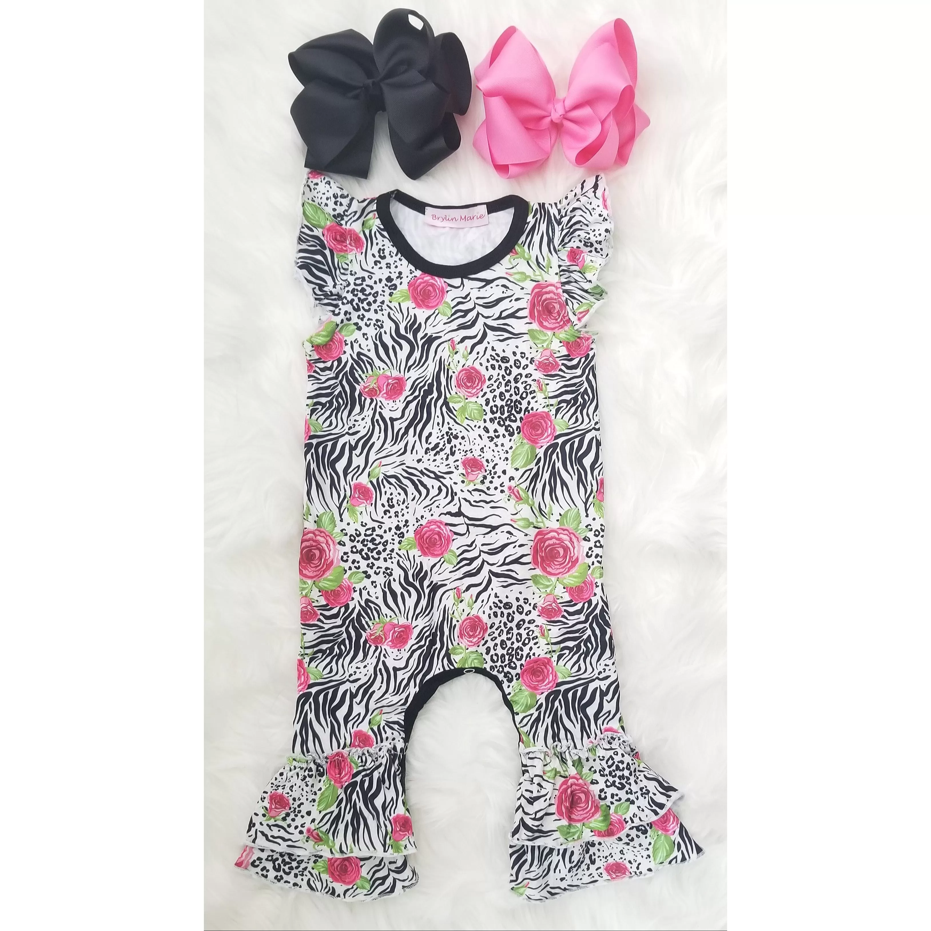 Safari Rose Ruffle Romper