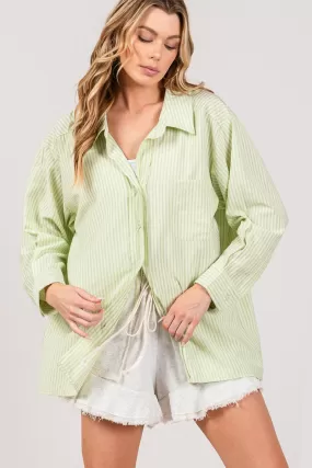 SAGE   FIG Striped Button Up Long Sleeve Shirt