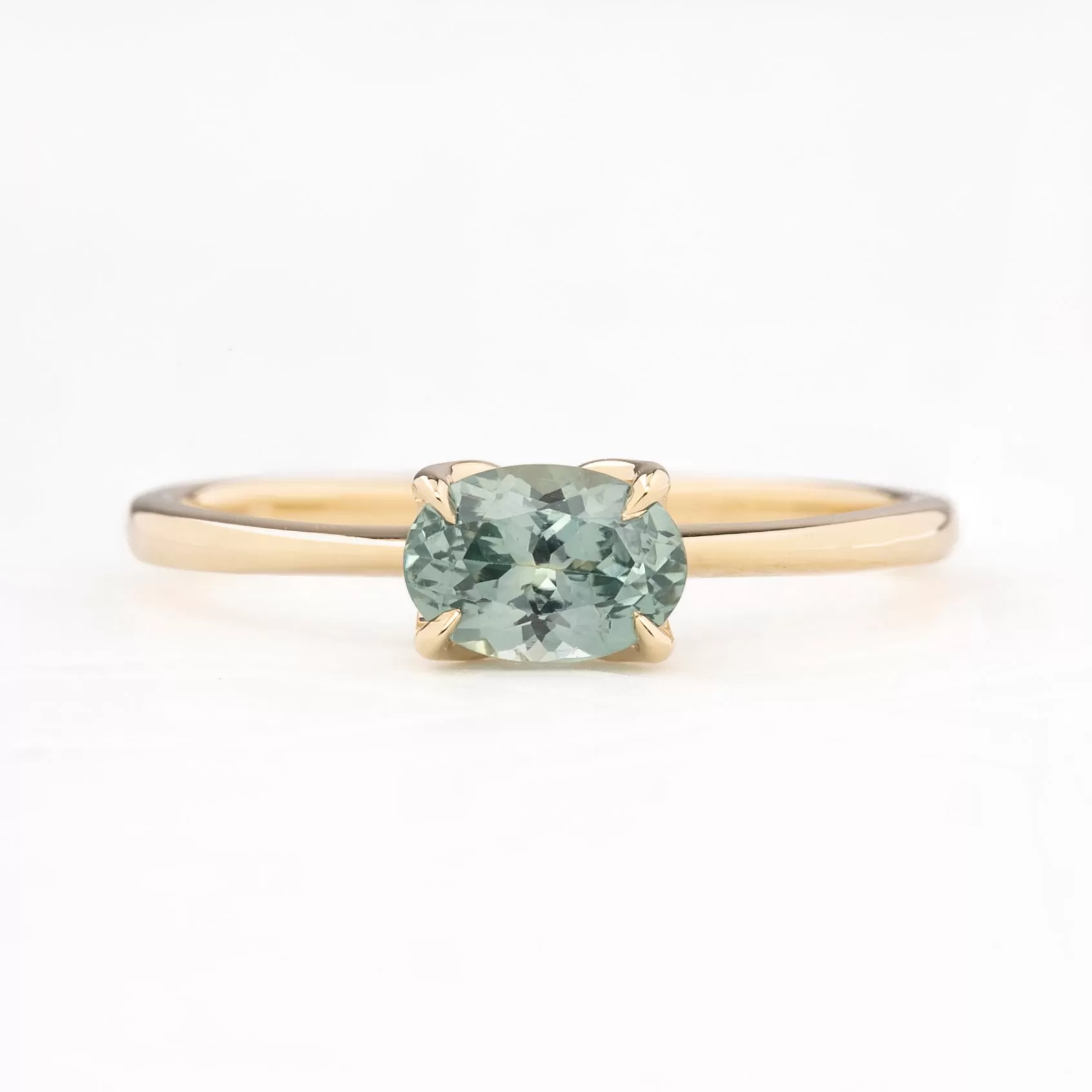 Sara Ring 0.93ct Light Blue Green Montana Sapphire (One of a kind)