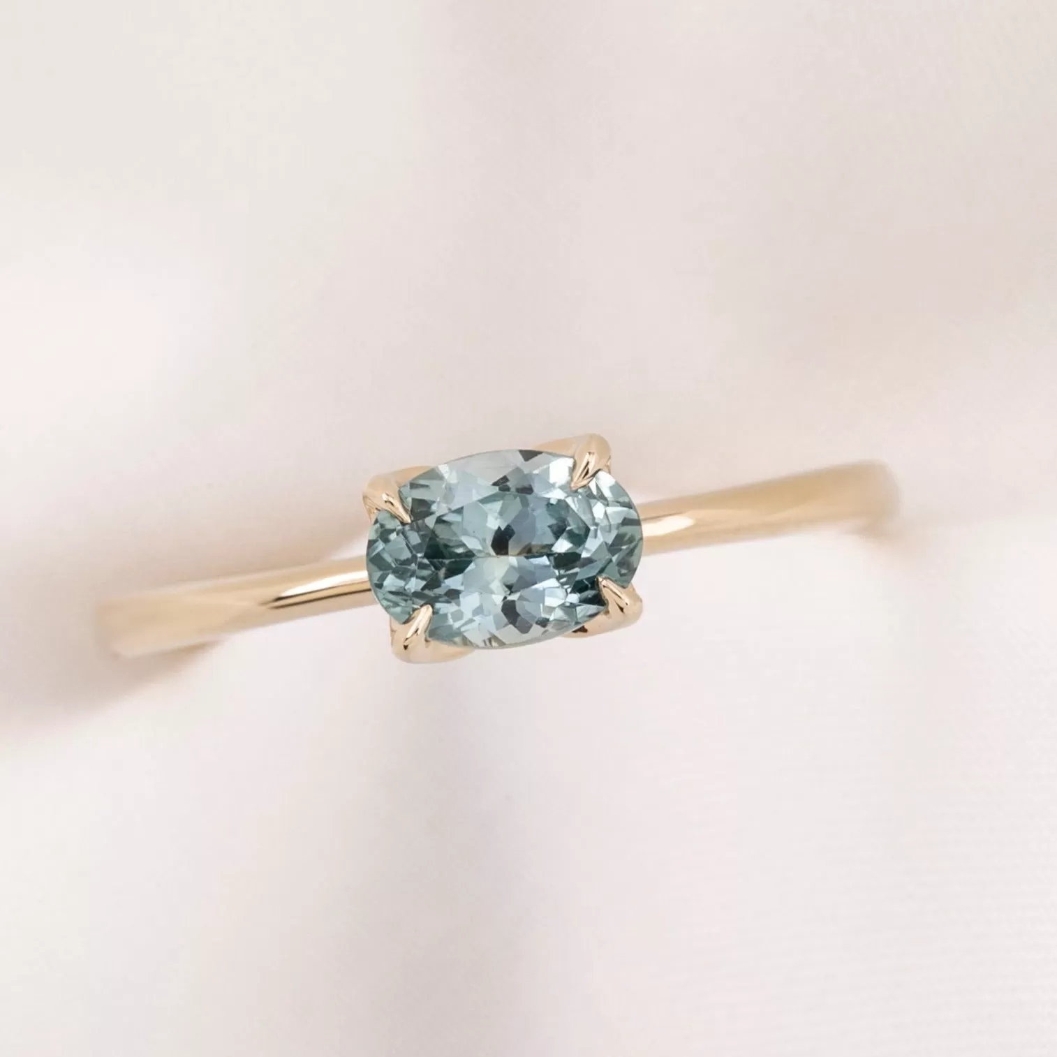 Sara Ring 0.93ct Light Blue Green Montana Sapphire (One of a kind)