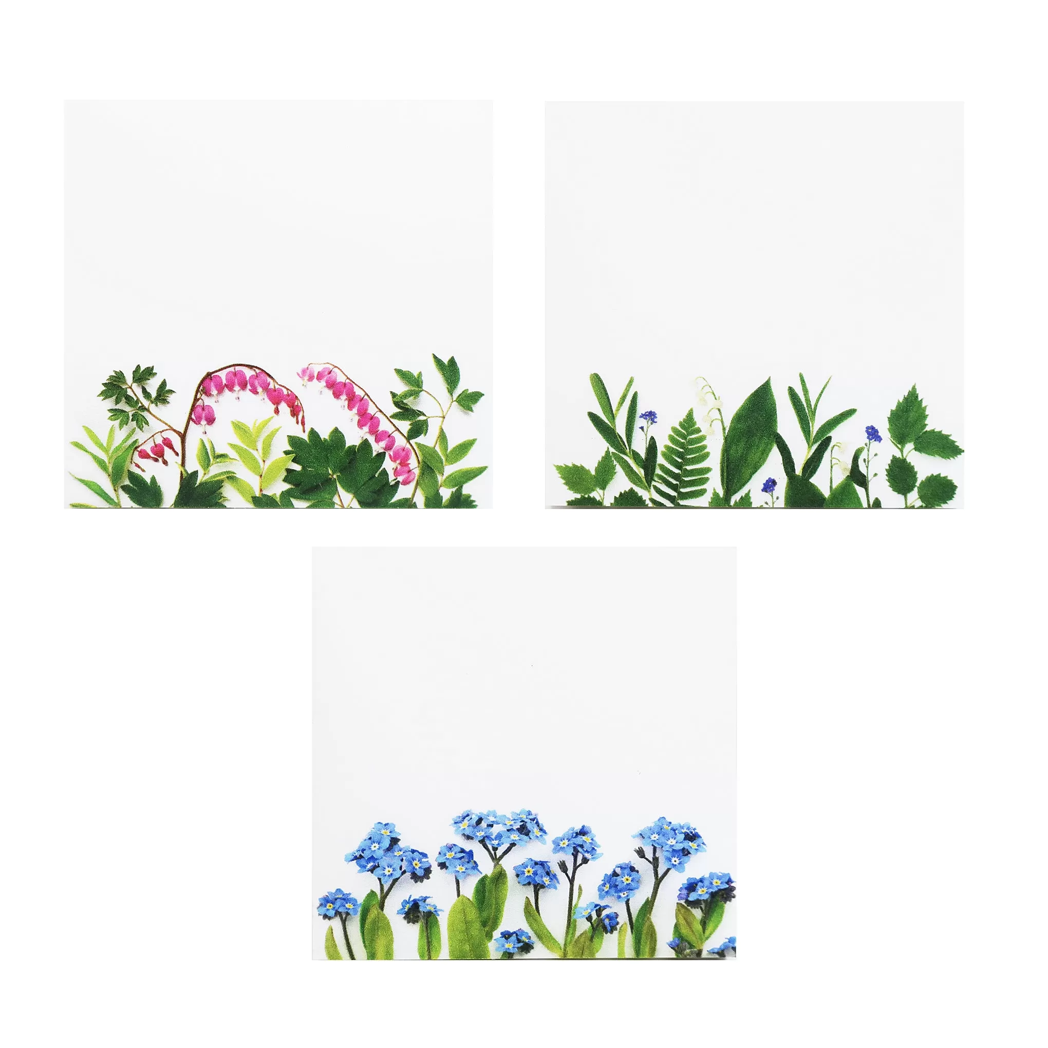 Set of 3 Botanical Photography Sticky Note Set in Woodland Spring