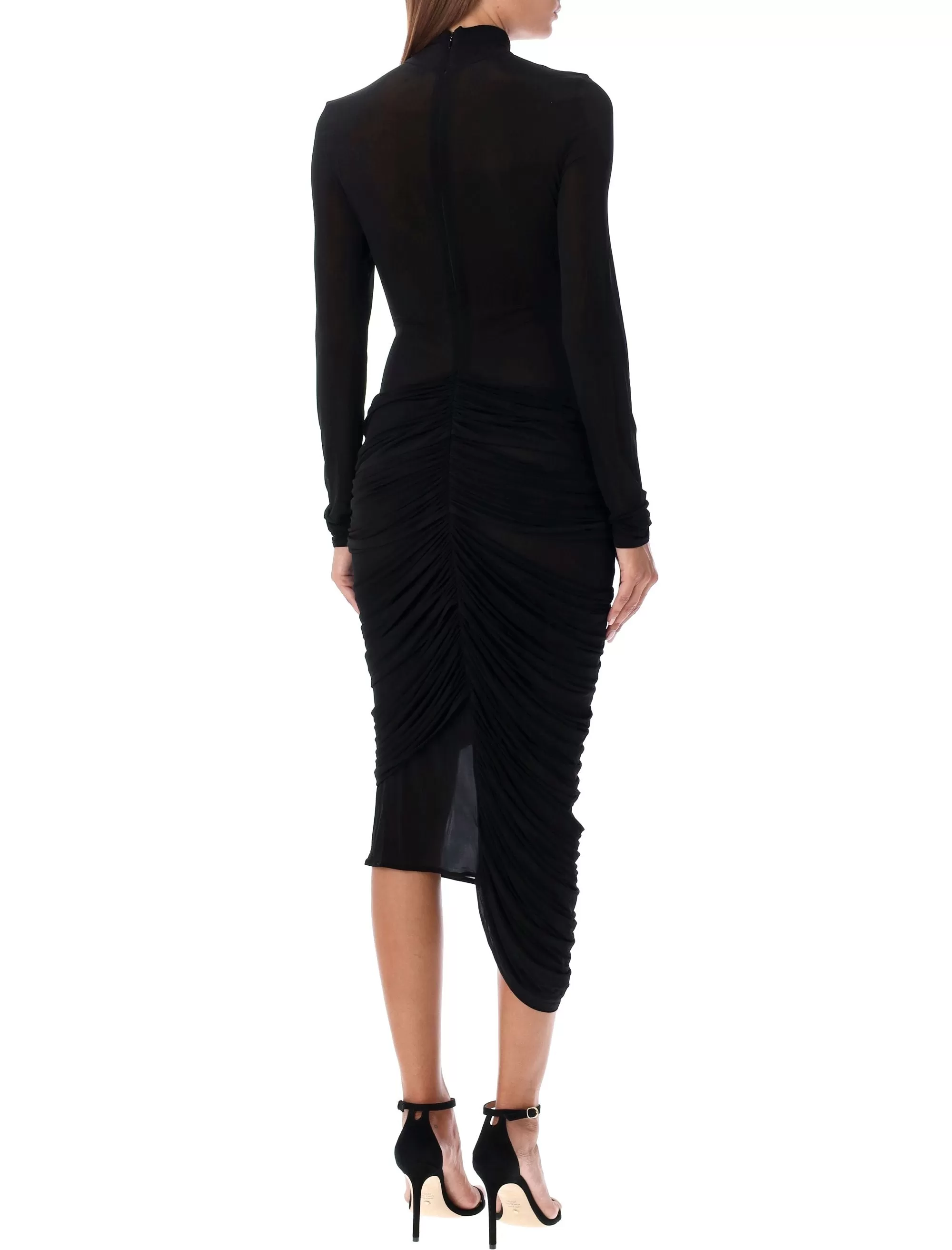 SHEER HIGH NECK MIDI DRESS