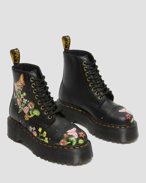 SINCLAIR FLORAL BLOOM LEATHER PLATFORM BOOTS