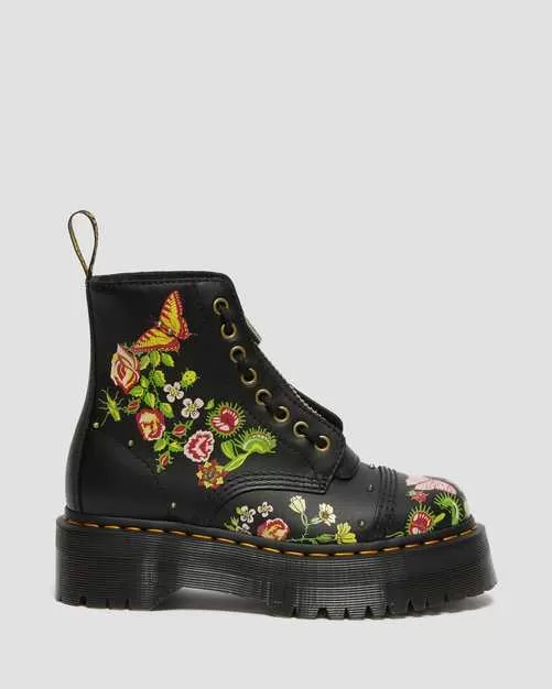 SINCLAIR FLORAL BLOOM LEATHER PLATFORM BOOTS