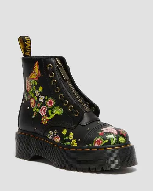 SINCLAIR FLORAL BLOOM LEATHER PLATFORM BOOTS