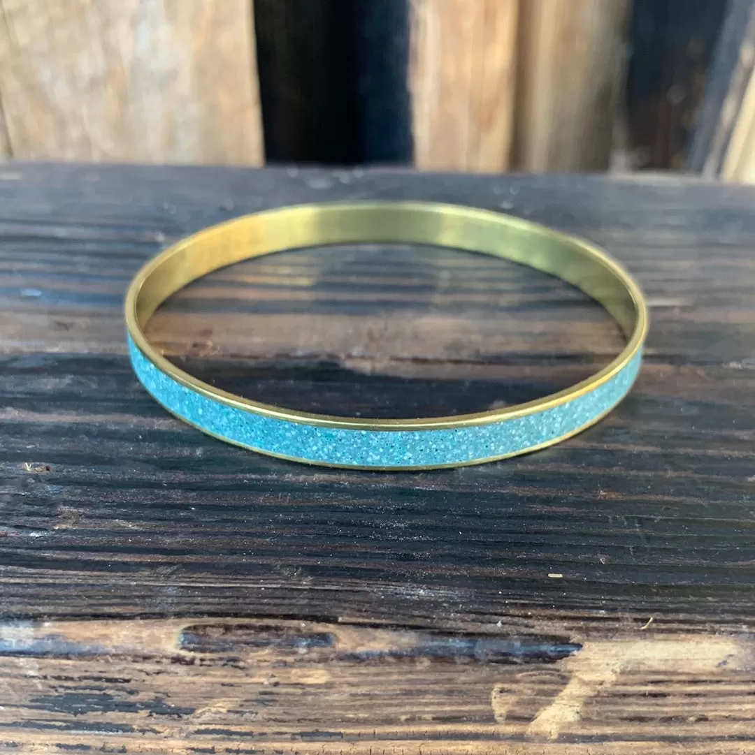 Standard Gauge Bangle Bracelet BRASS   CONCRETE Blue-Green