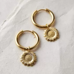 Sunflower Mini-Hoop Earrings