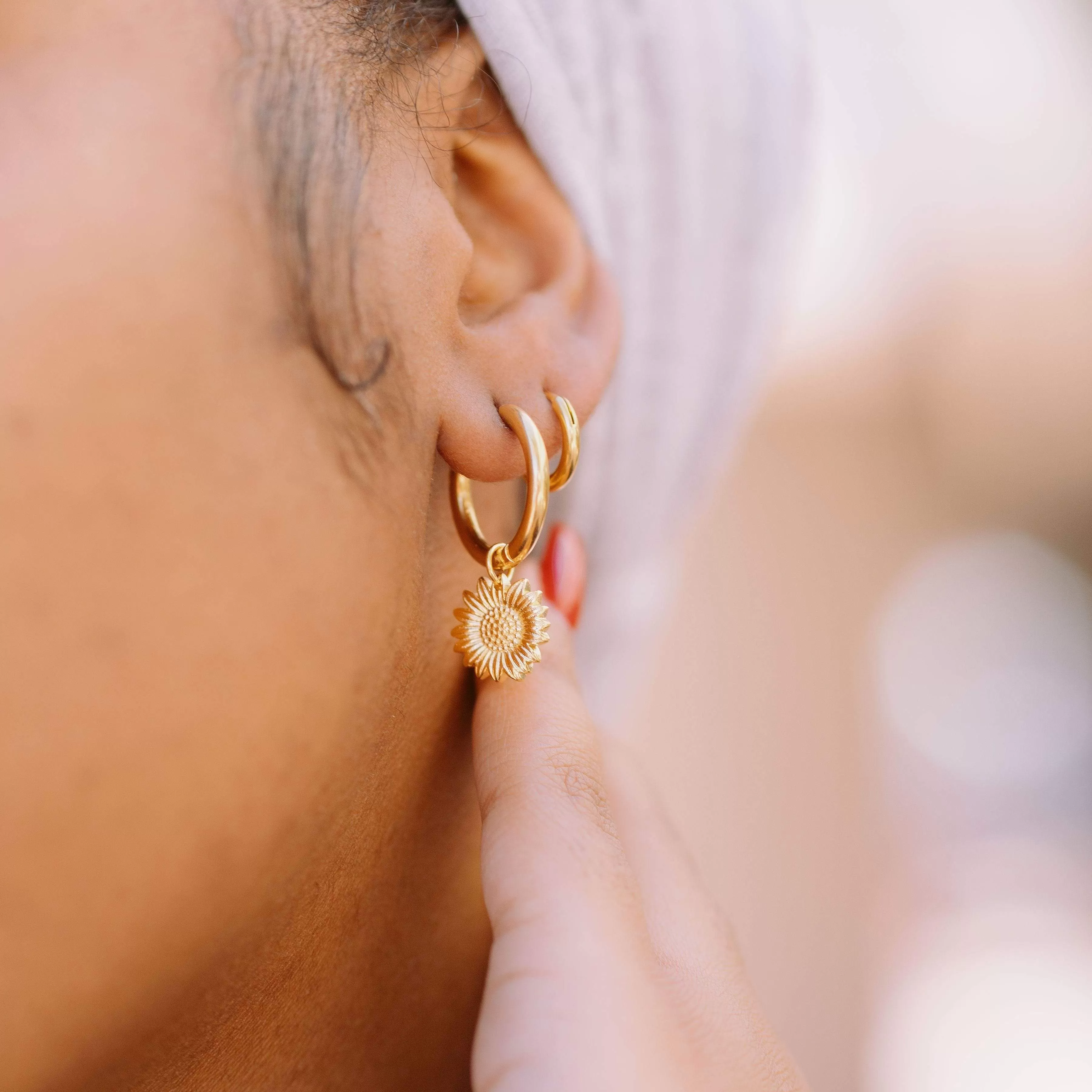 Sunflower Mini-Hoop Earrings