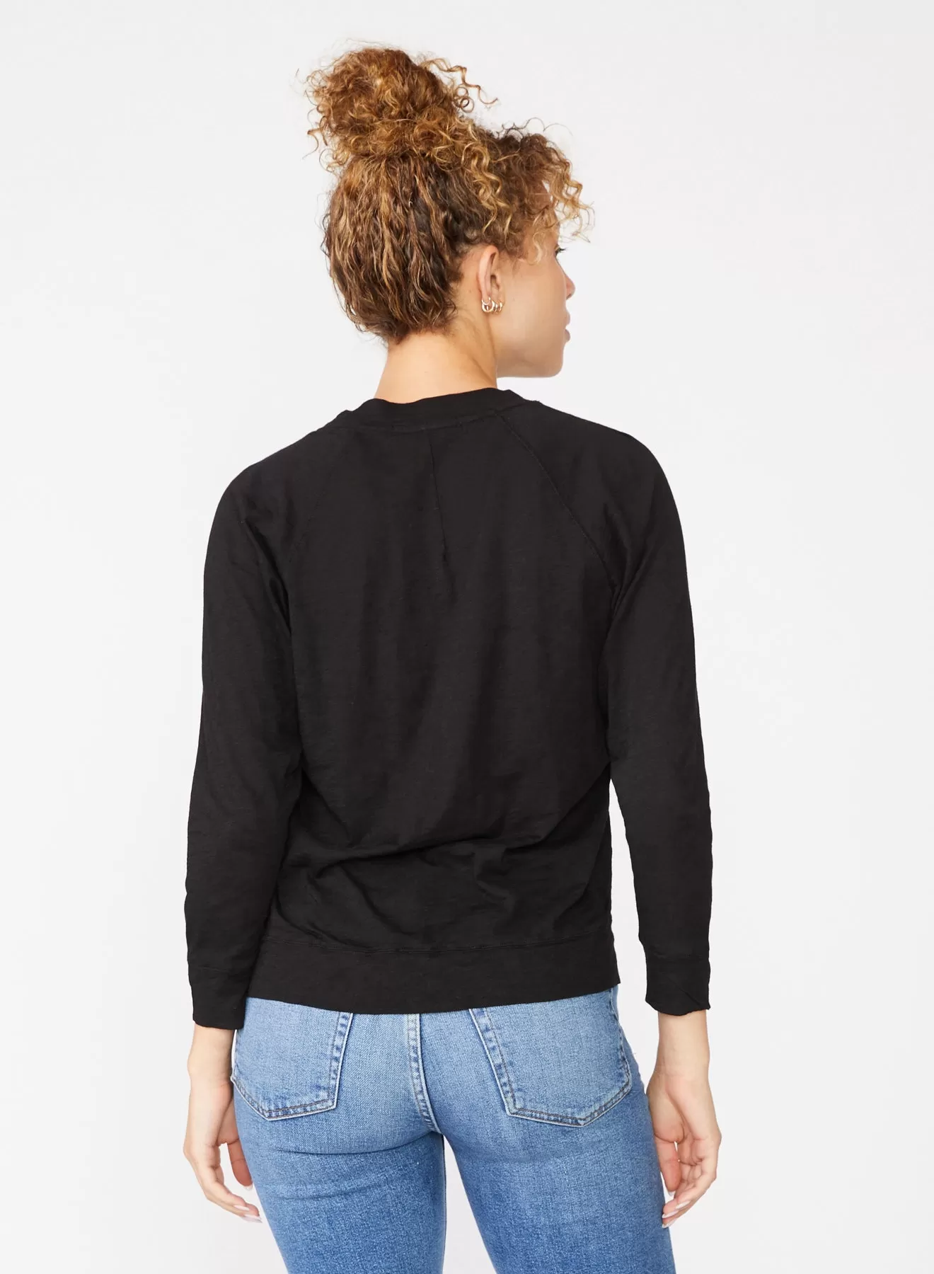 Supima Slub Jersey Sweatshirt Tee in Black