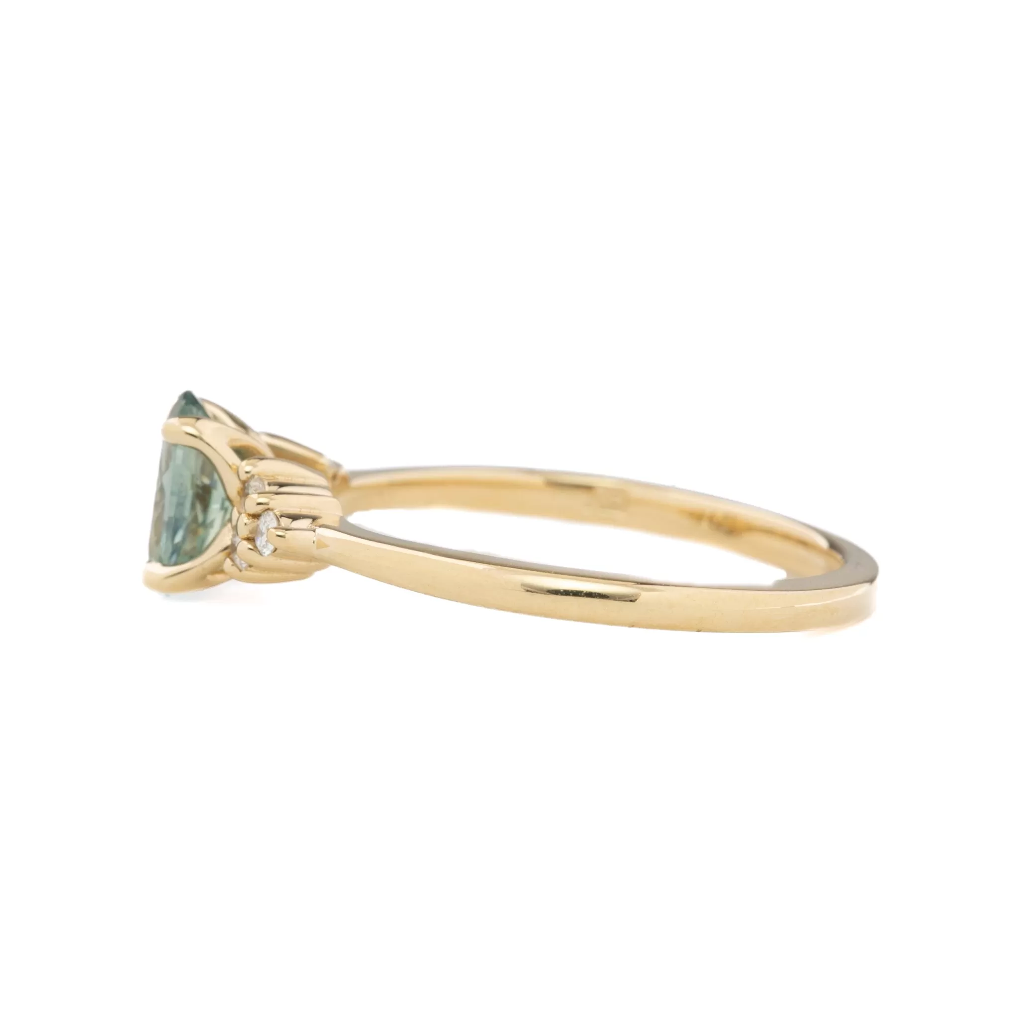 Teresa Ring 0.85ct Blue Green Montana Sapphire, 14k Yellow Gold (One of a kind)