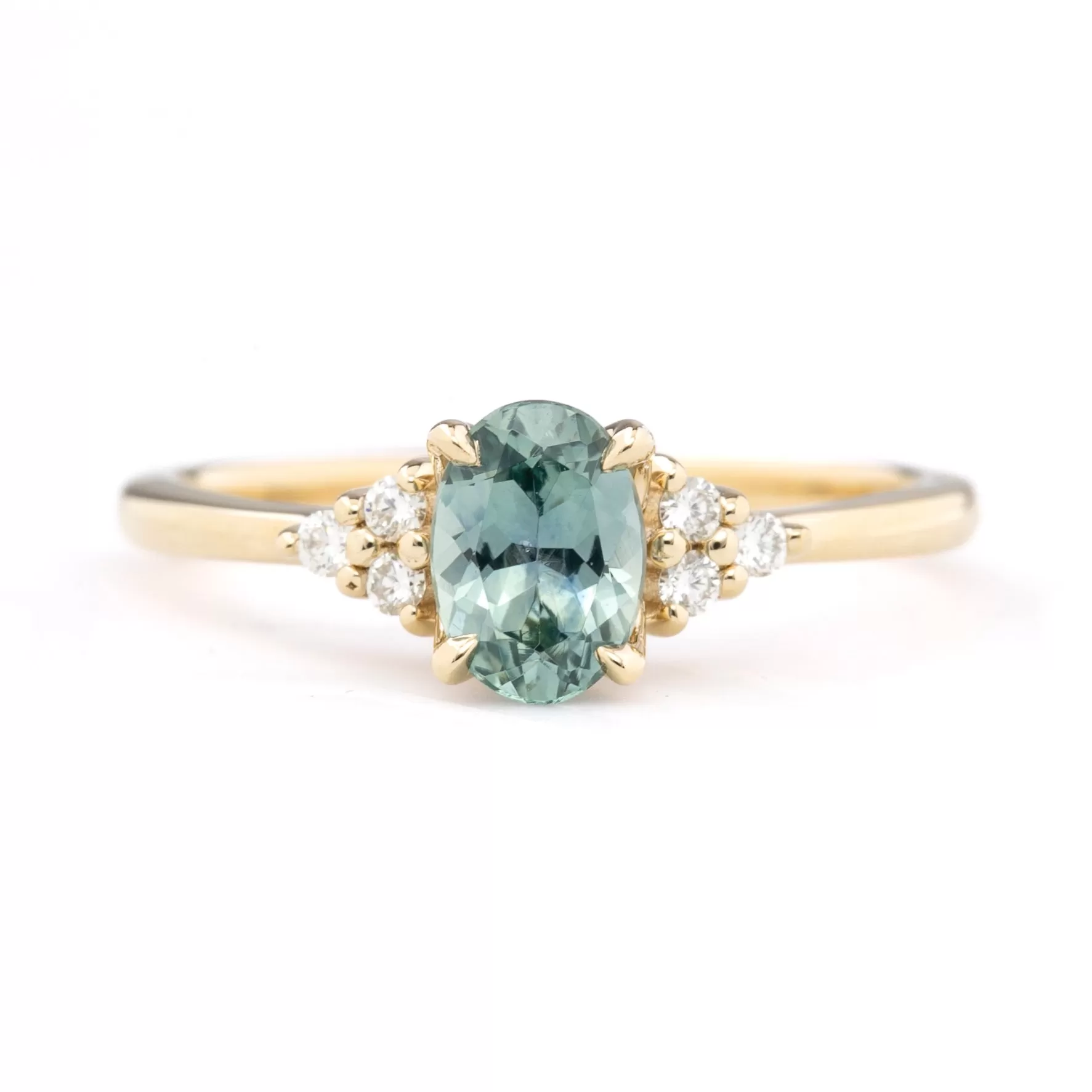 Teresa Ring 0.85ct Blue Green Montana Sapphire, 14k Yellow Gold (One of a kind)