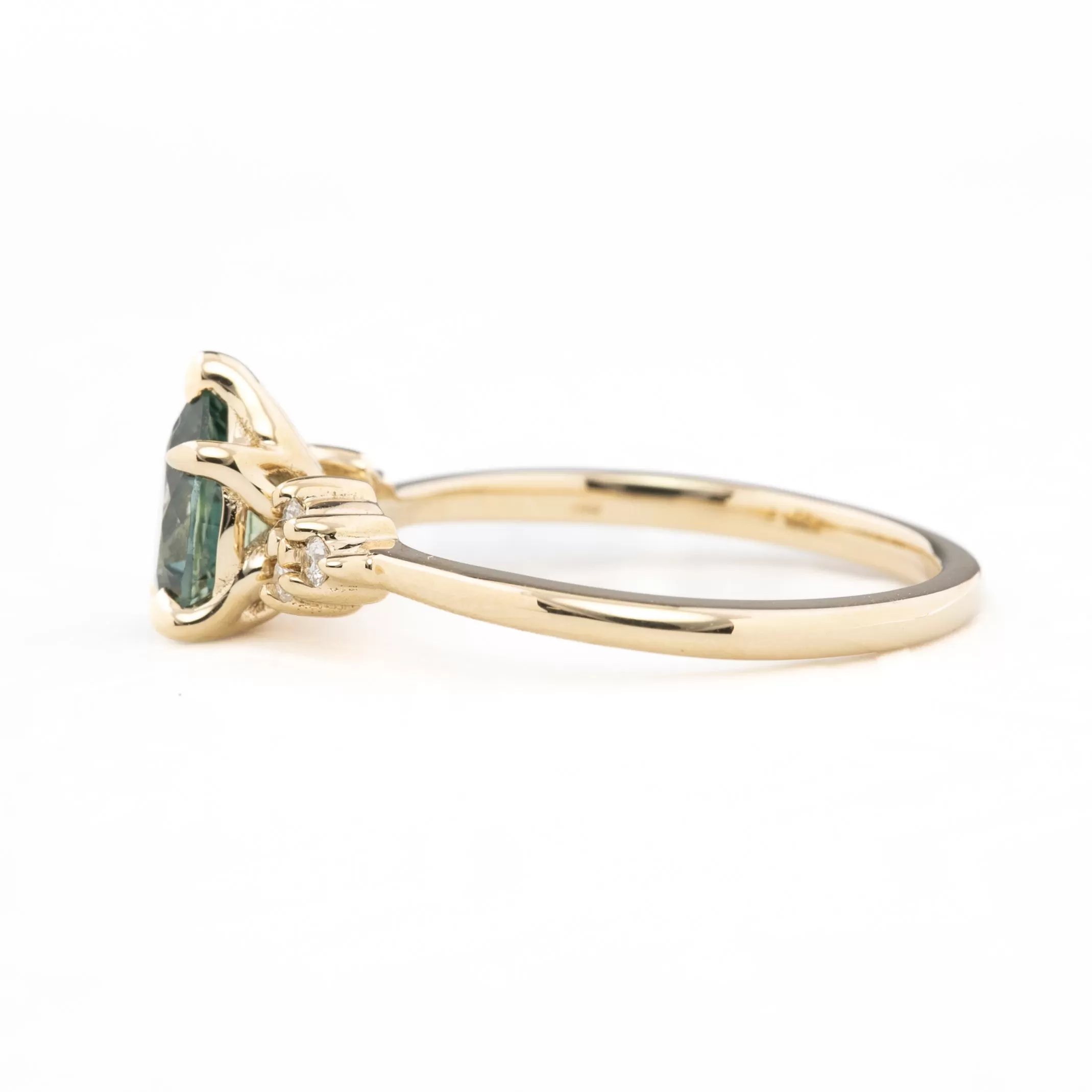 Teresa Ring 1.02ct Light Green Montana Sapphire, 14k Yellow Gold (One of a kind)