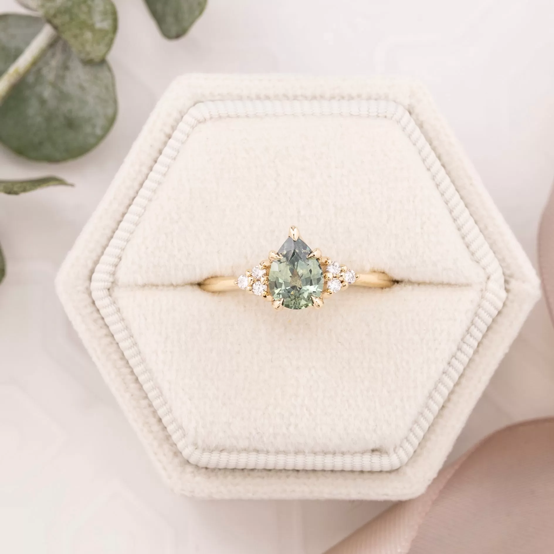 Teresa Ring 1.02ct Light Green Montana Sapphire, 14k Yellow Gold (One of a kind)