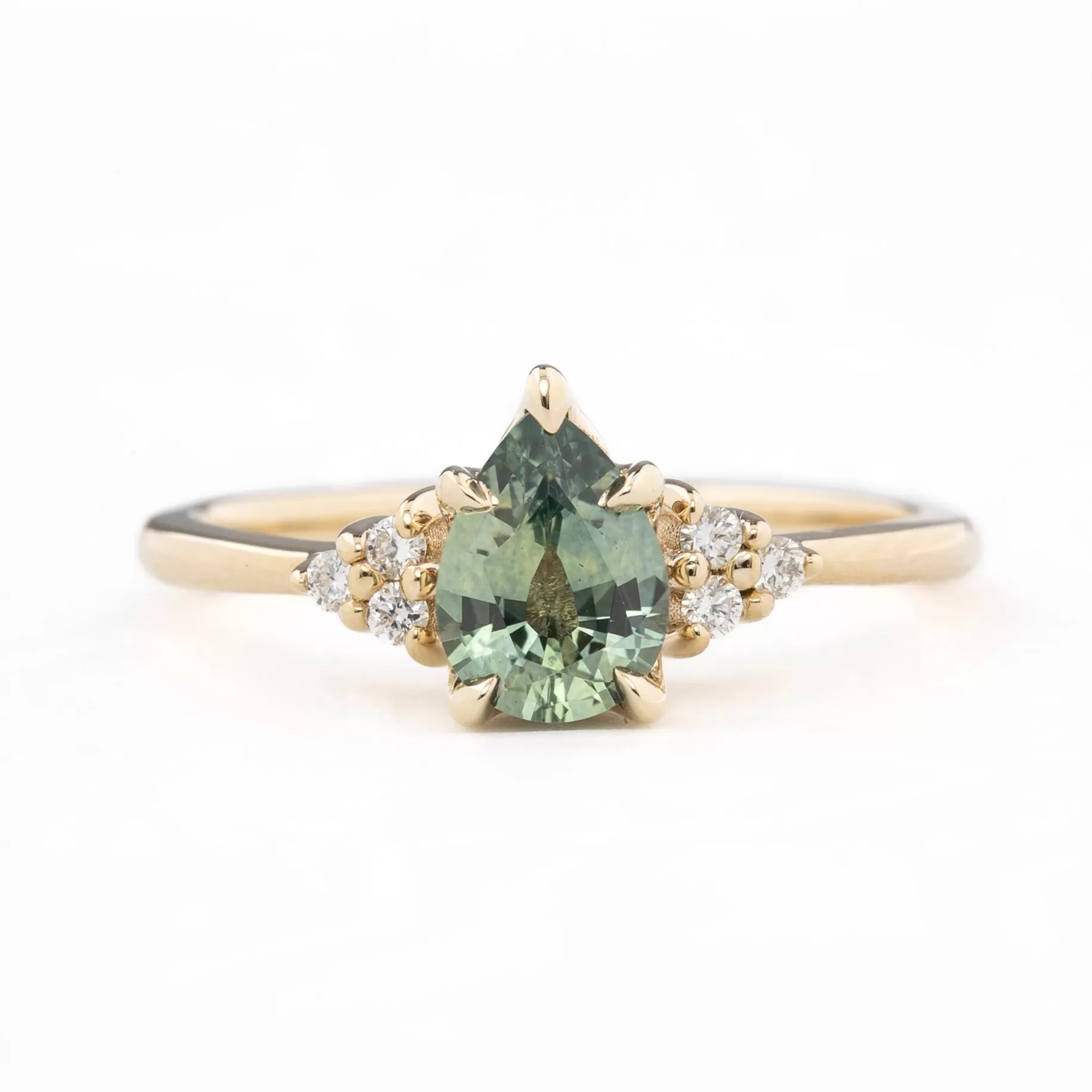 Teresa Ring 1.02ct Light Green Montana Sapphire, 14k Yellow Gold (One of a kind)