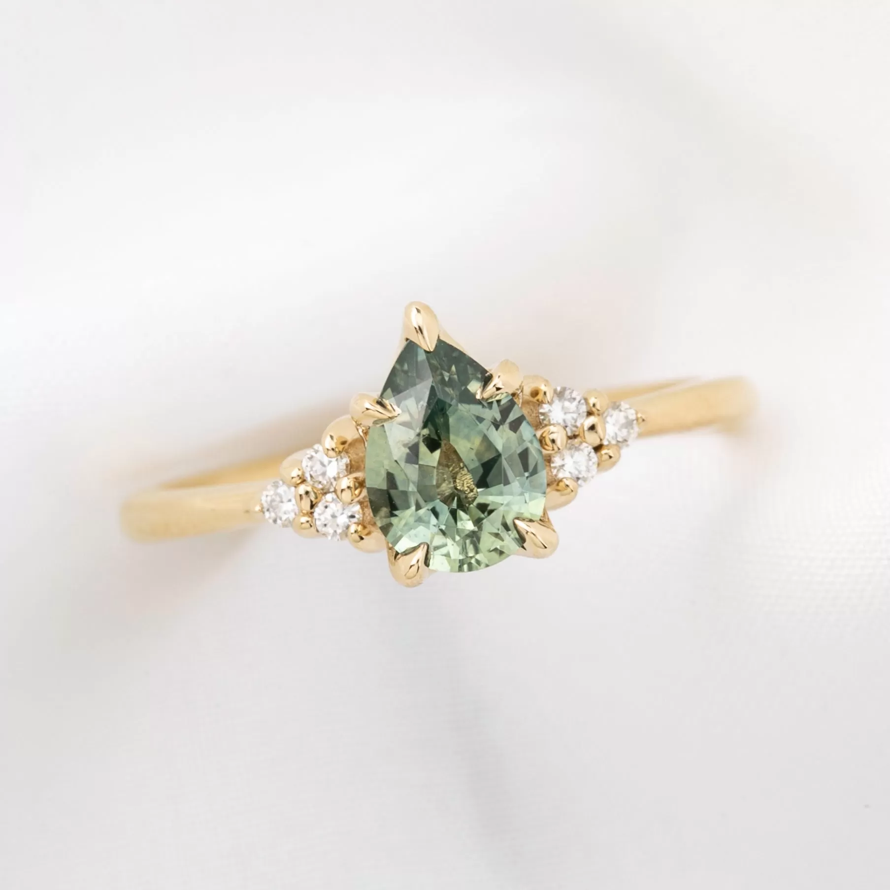 Teresa Ring 1.02ct Light Green Montana Sapphire, 14k Yellow Gold (One of a kind)