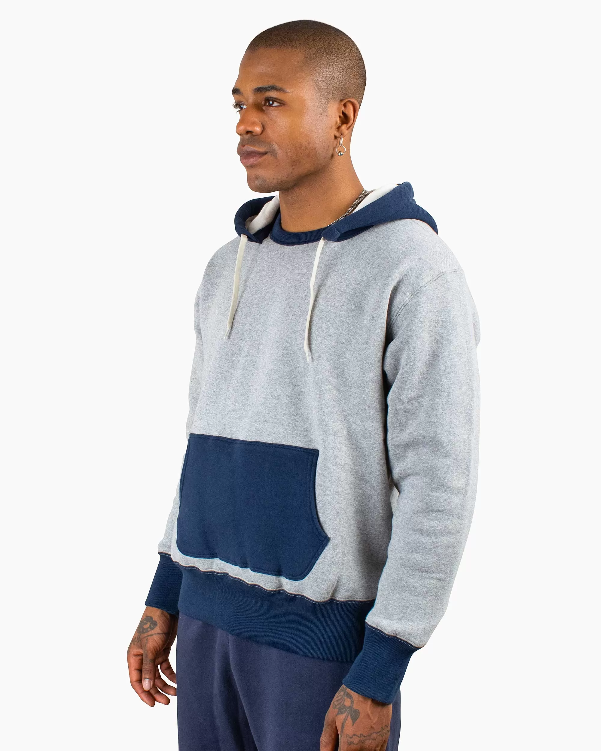 The Real McCoy's MC20119 Double Face After-Hooded Sweatshirt Grey/Navy