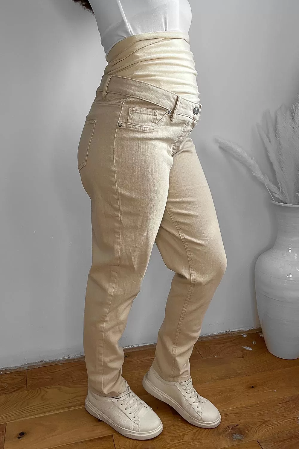 Thick Cotton Blend Bump Support Maternity Jeans